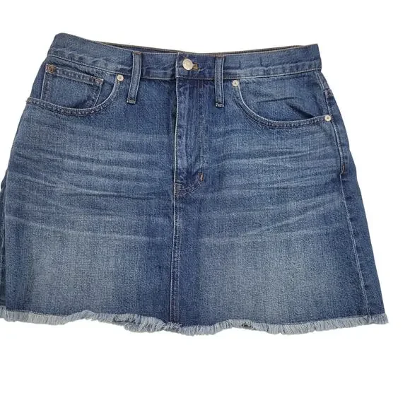 NWT Madewell Mini Denim Jean Skirt Raw Hem Size 30  11923-0120 - Picture 2 of 6
